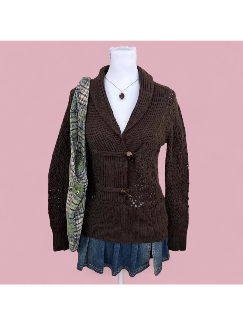 y2k brown cottagecore wool blend sweater